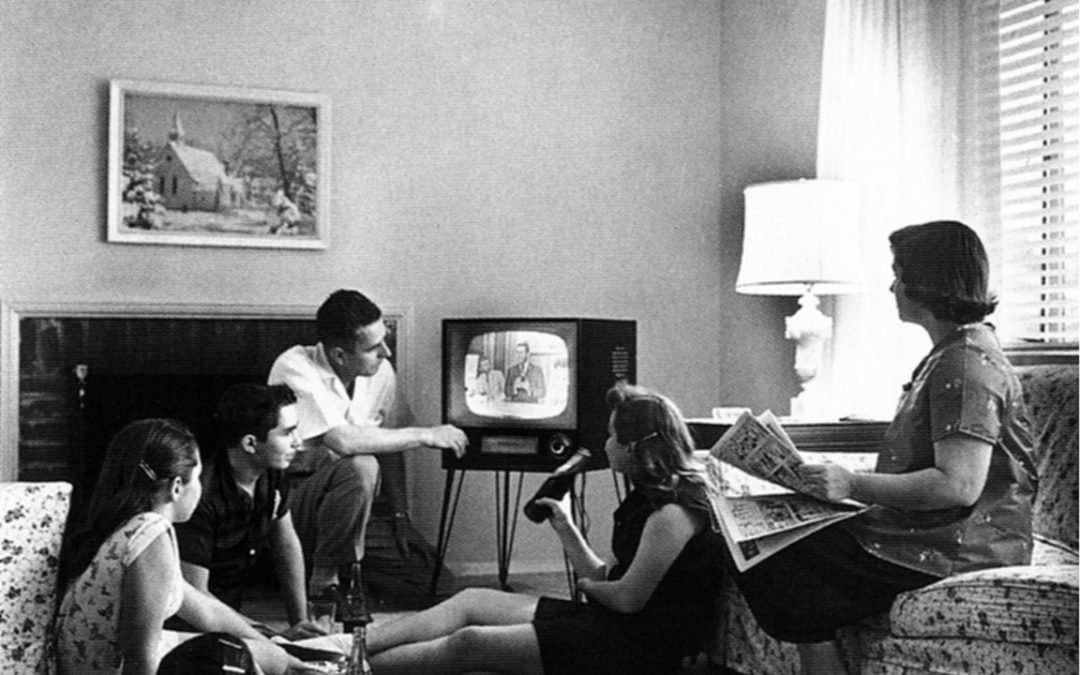 family watching television 1958