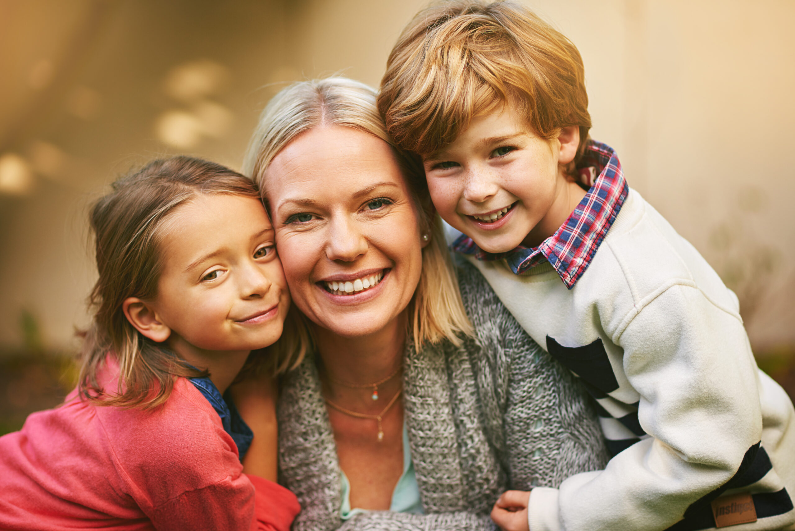 portrait of a mother and her two children spending utc portrait of a mother and her two children spending utc